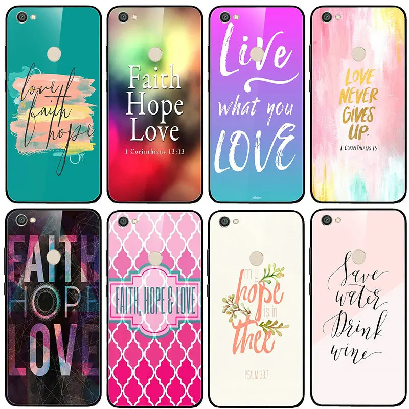 Faith Hope Love Tempered Glass Transparence Phone Cases for Xiaomi Mi Redmi Note 4 4X 5 5A 6 7 7A 8 8A 9 SE Pro Lite Bags | Мобильные