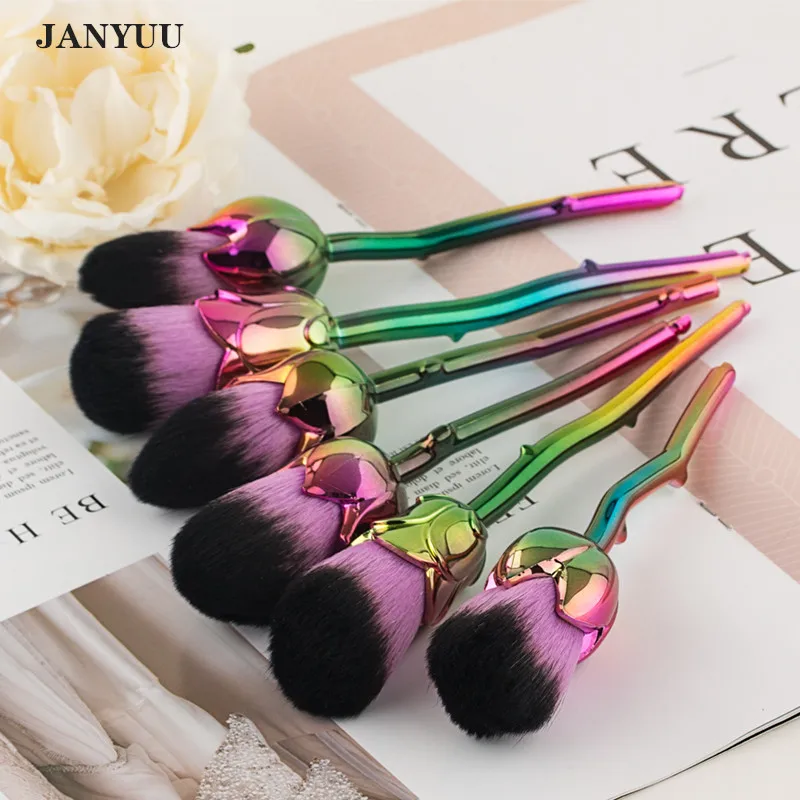 

Модные наборы кистей для макияжа из 6 разноцветных цветов, красочные кисти для макияжа, легко наносить макияж, пудра, кисти для макияжа, мног...