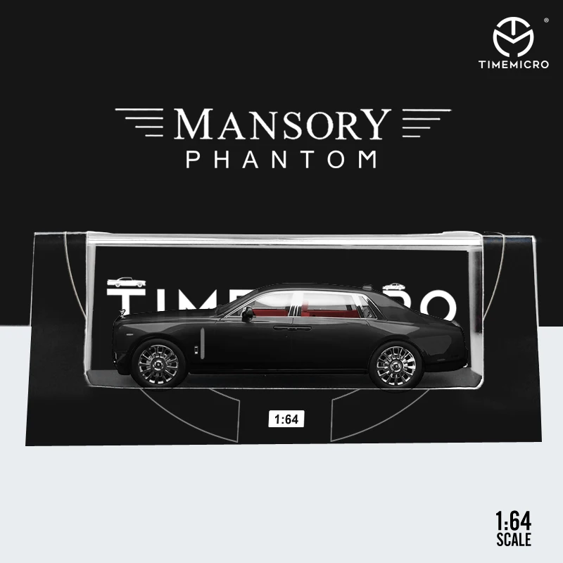 

Time Micro 1/64 Model Car Rolls-Royce Phantom 8 Alloy Die-Cast Metal Black Red Inside Collection