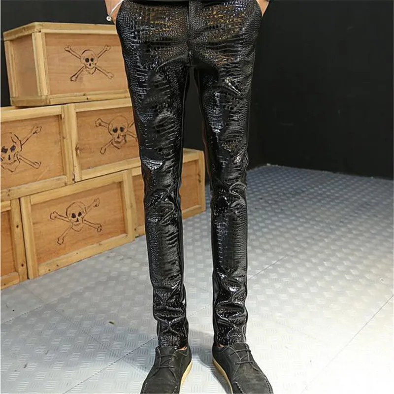 MORUANCLE мужские Искусственная кожа штаны из искусственной кожи в байкерском стиле