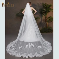 b54 wedding veil 3 m veil for bachelorette party long bridal veil lace applique double bridal veil with comb photo accessory