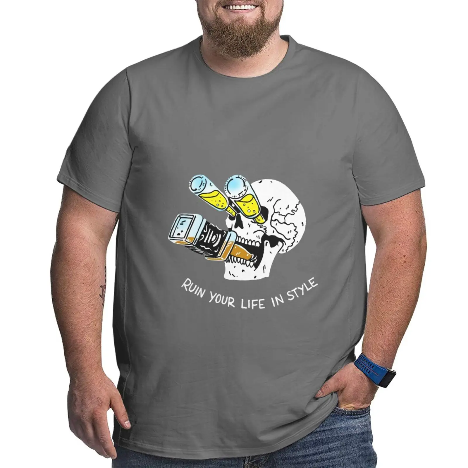 

Big Size Men's T-Shirt Cotton Tees Tops Plus Size Multi-colour2