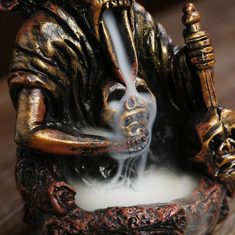 

Waterfall Backflow Incense Resin Burners Halloween Decorative Skeleton Figurine For Home Decor LB88