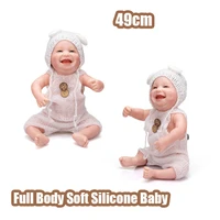 49cm reborn doll full silicone baby sweet happy baby girl waterproof bath toy for kids reborn baby doll drop shipping