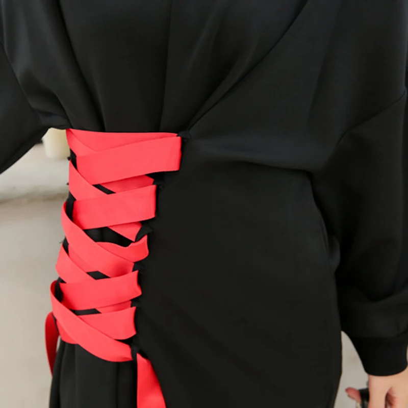 Корейское весеннее платье Повседневное женское с круглым вырезом и длинным