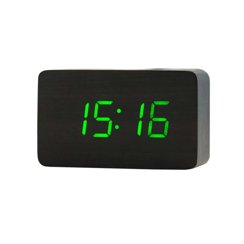 

LED Wooden Alarm Clock Watch Table Voice Control Digital Wood Despertador Electronic Desktop USB/AAA Powered Clocks Table Decor