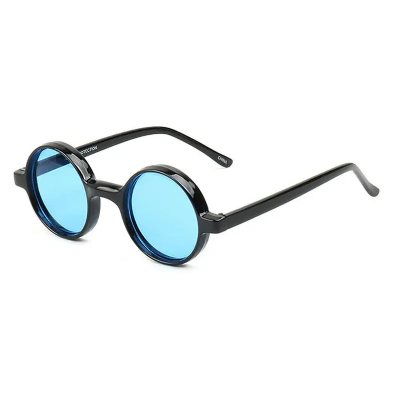 black blue Винтажные Круглые Солнцезащитные очки для женщин, брендовые дизайнерские солнцезащитные очки, женские модные очки в стиле ретро, маленькие круглые очки, UV400 FML - Цвет линз: black blue