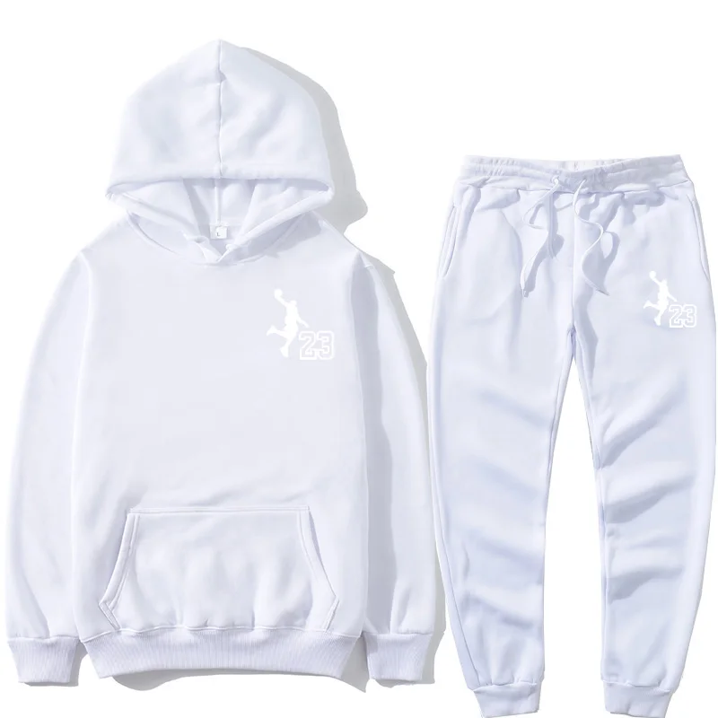 

2020new men Hoodie set 23 letter printed Sweatshirt set wool Hoodie + jogging Homme Pullover couple's sports suit
