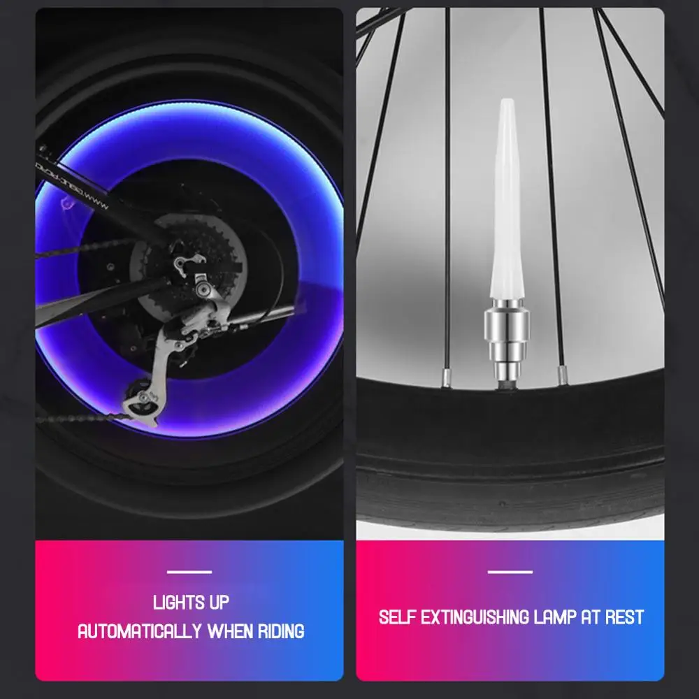 2 Buah Lampu LED Sepeda Motor Nozzle Jalan Cahaya Bersepeda Berbicara Lampu Ban Tutup Katup Ban Roda LED Sepeda Lampu Sepeda aksesoris