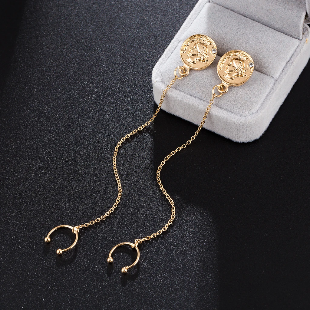 GUVIVI Boho простые длинные серьги для женщин золотого цвета винтажная голова