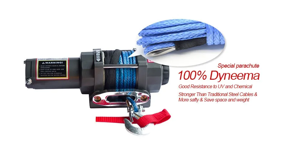 

Car electric winch 12V / 24V 3500lbs electric winch nylon rope with wireless remote control car winch