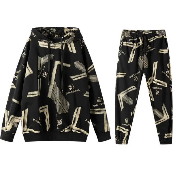 

2021 new autumn and Winter Sports Suit Female Graceful and Fashionable High-End Fried Street Leisure Brushed Hoody Two-Piece