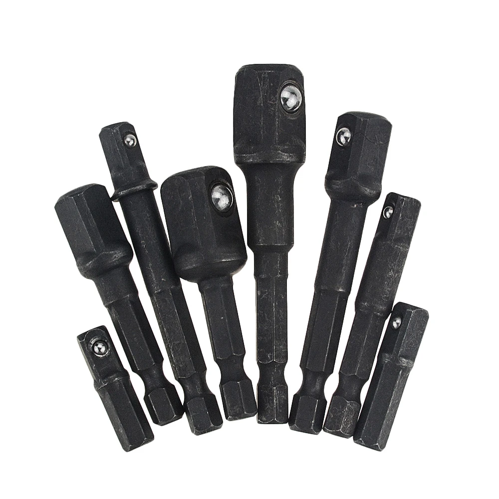 

8PCS/Lots Socket Adapter Bits Set Hex Drill Nut Driver Power Shank 1/4" 3/8" 1/2" Connecting Rod Head Extension Drill Bits Tools