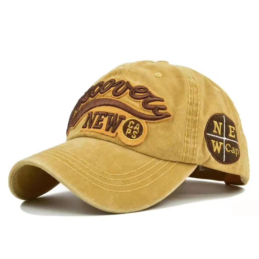 

New Men's Cap Cotton Letter Baseball Cap Retro Outdoor Brand Sports Caps Women Bone Gorras Curved Fitted Washed Retro Dad Hats