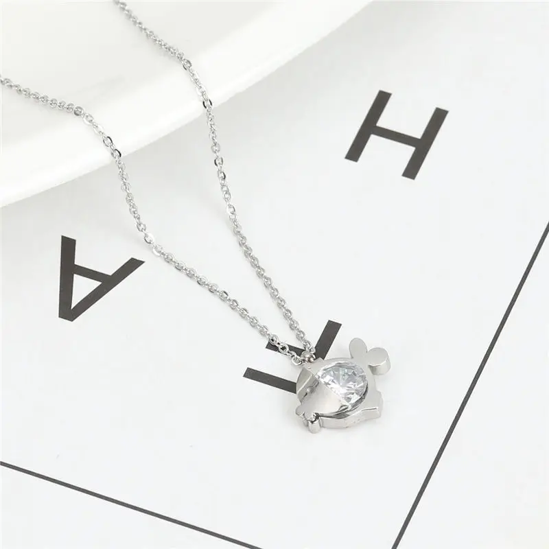 Модное ожерелье из нержавеющей стали женское прозрачного горного хрусталя с