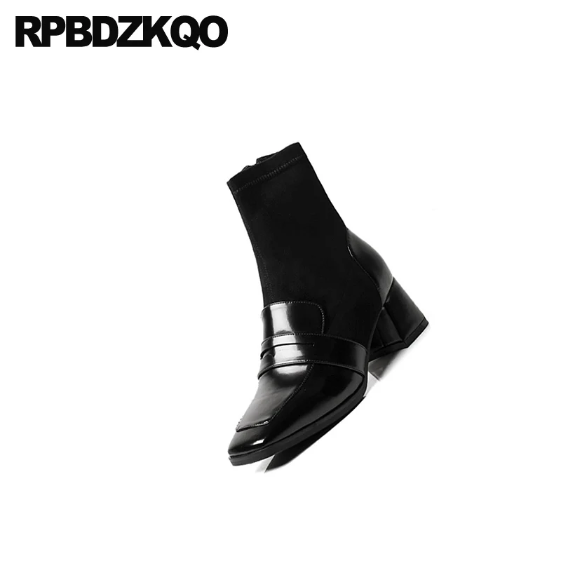 Замшевые женские короткие осенние ботинки блестящие Роскошные брендовые туфли