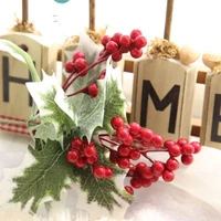 5pcs decorative xmas red berry fruit berry artificial flower silk flowers plans fruits bouquet for christmas home decoration