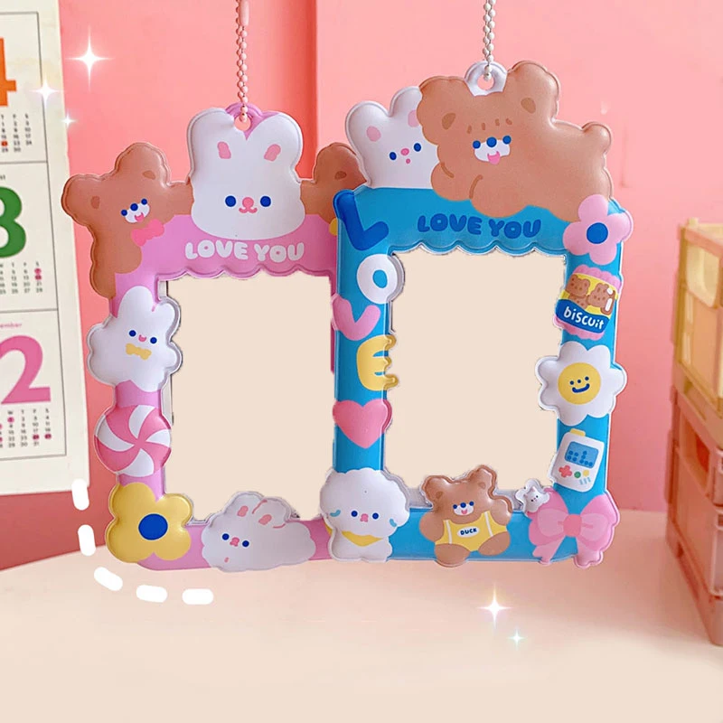 

New Cartoon Bus Card Holder With Chain Protector Idol Photo Card Holder Durable Transparent Work Card Holder Protective Cover