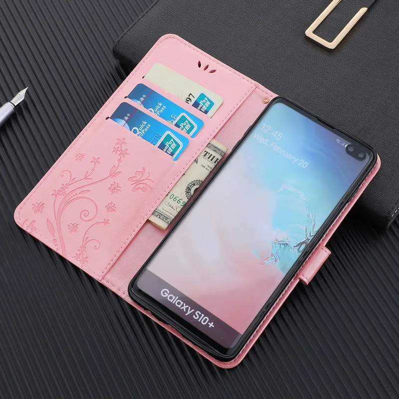 Бабочки из искусственной кожи чехол для samsung J4+ J6+ M10 20 A20E клапаном с ремешок чехол для samsung S10lite note10 A10 30 50 70 60 40