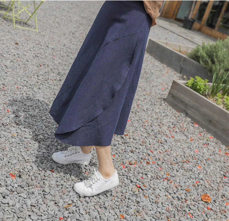 

Korean Style Irregular Lace Up Women's Skirt 2021 Summer Fashion High Waist Clothing Black Maxi Skirts Female