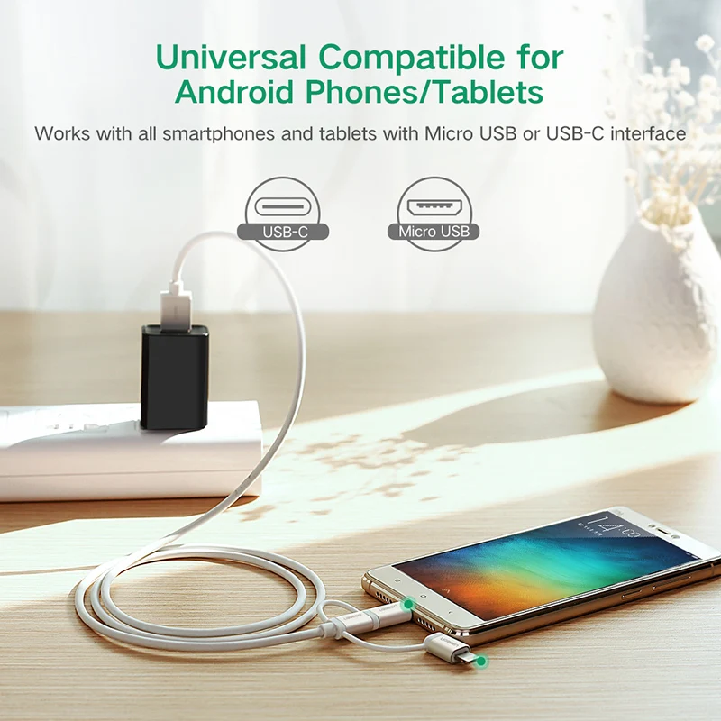Ugreen 3 в 1 Lightning USB кабель для iphone 8 7 Micro USB кабель быстрой зарядки Тип USB C для OnePlus 5 Samsung Galaxy S8 LG V3