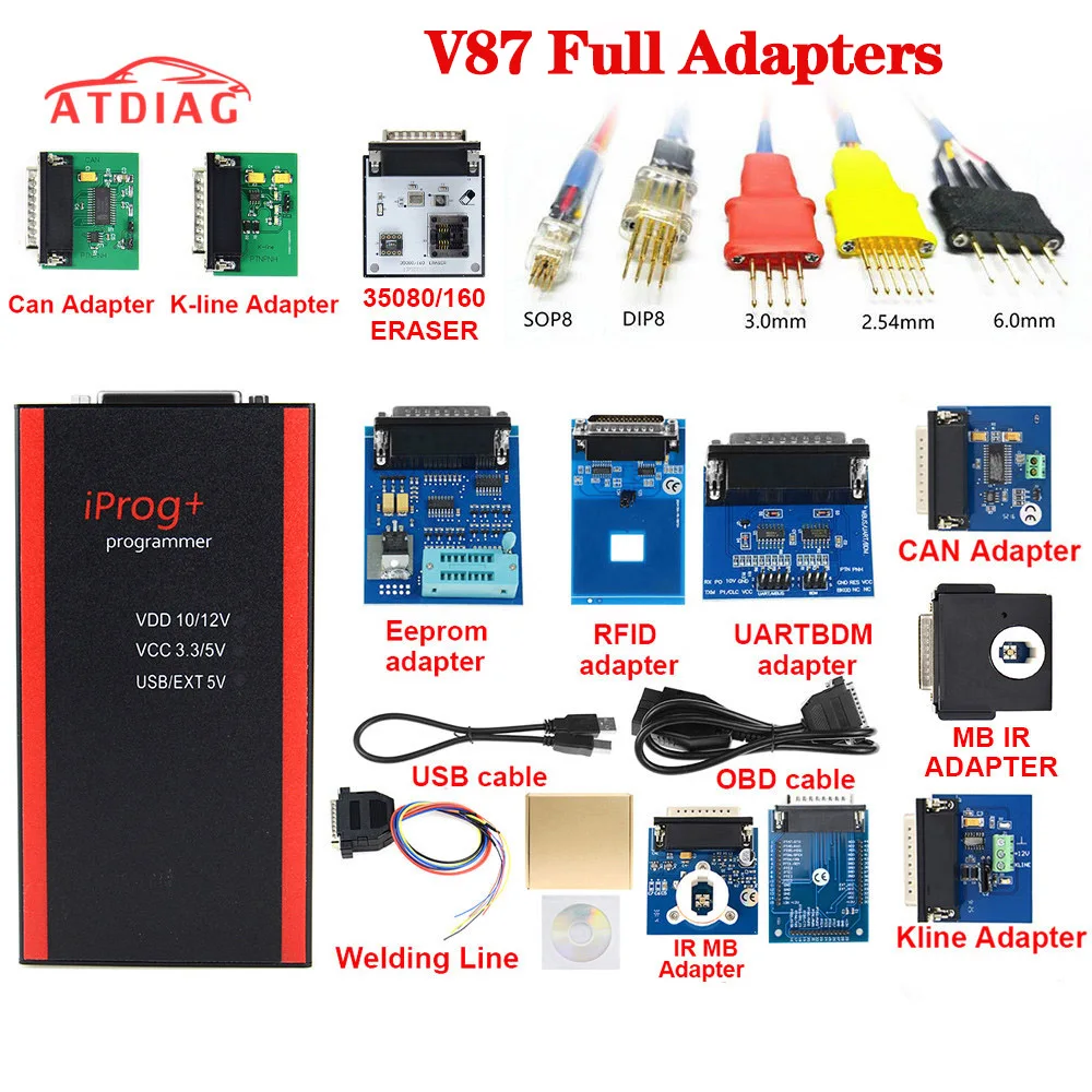 2022 V87 Iprog+ Key Programmer Support IMMO + Reset Iprog Pro Till 2019 with 11 adapter free shipping | Автомобили и мотоциклы