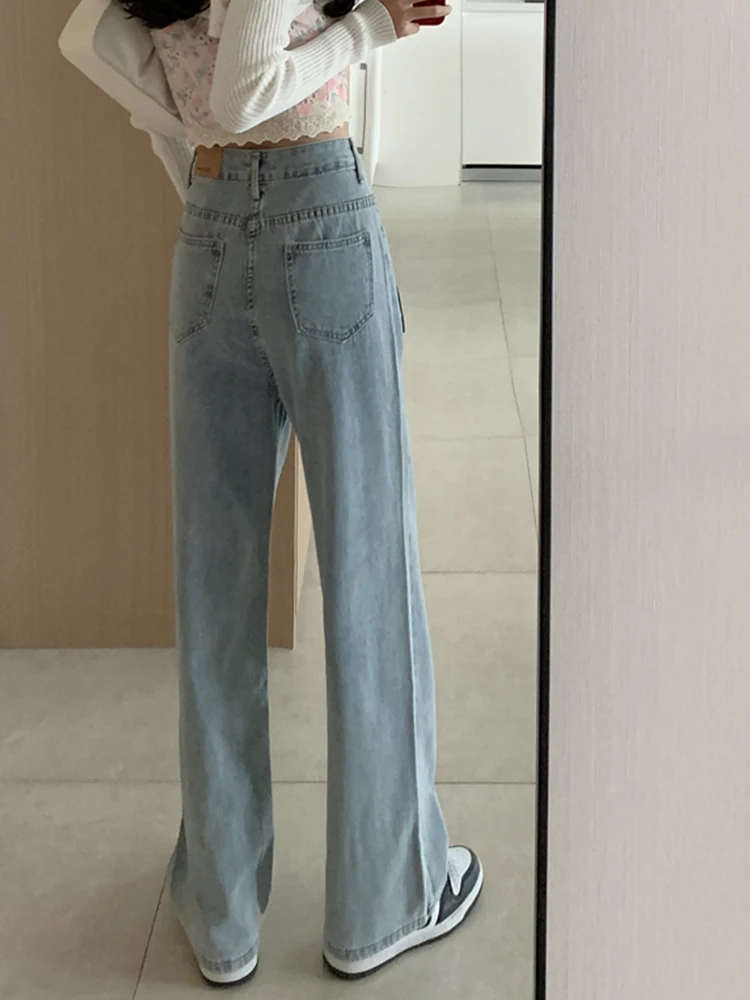 

SURMIITRO 2021 Fashion Korean Style Autumn Winter Blue High Waist Boyfrind Mom Jeans Women Floor Length Long Denim Pants Female