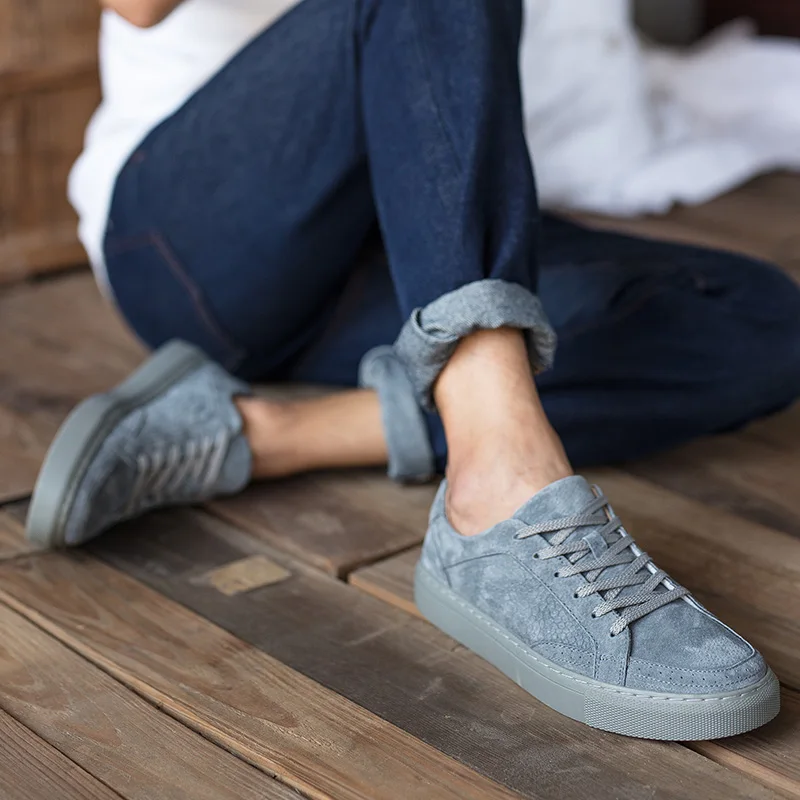 Кроссовки мужские из натуральной кожи на шнуровке Повседневная дышащая Уличная