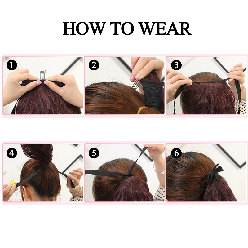 

Yaki Synthetic Ponytail With Black Ribbons Clip in Hair Extensions For Girls Hairpins False Pony Tail 6 Colors OLD STREET