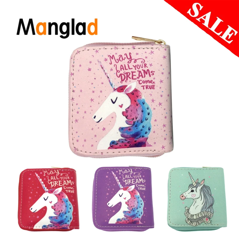 

Lovely Unicorn Wallet Multi-clip Zipper Coin Purse for Women Girl Student Small Zero Money Pouch Mid-long Zip Card Holder Bag