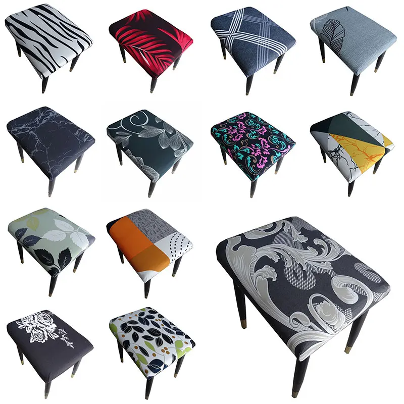 

Comfortable Rectangular Stool Cover Elastic Stool Cover Stool Dust Cover Printed Stool Cover Protective Cover Solid Color