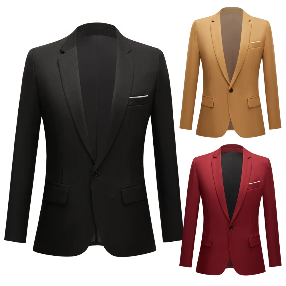 

Пиджак мужской для сцены, деловой Повседневный Блейзер черного и красного цвета, приталенный пиджак для костюмы певцов, вечеринки и выпускн...