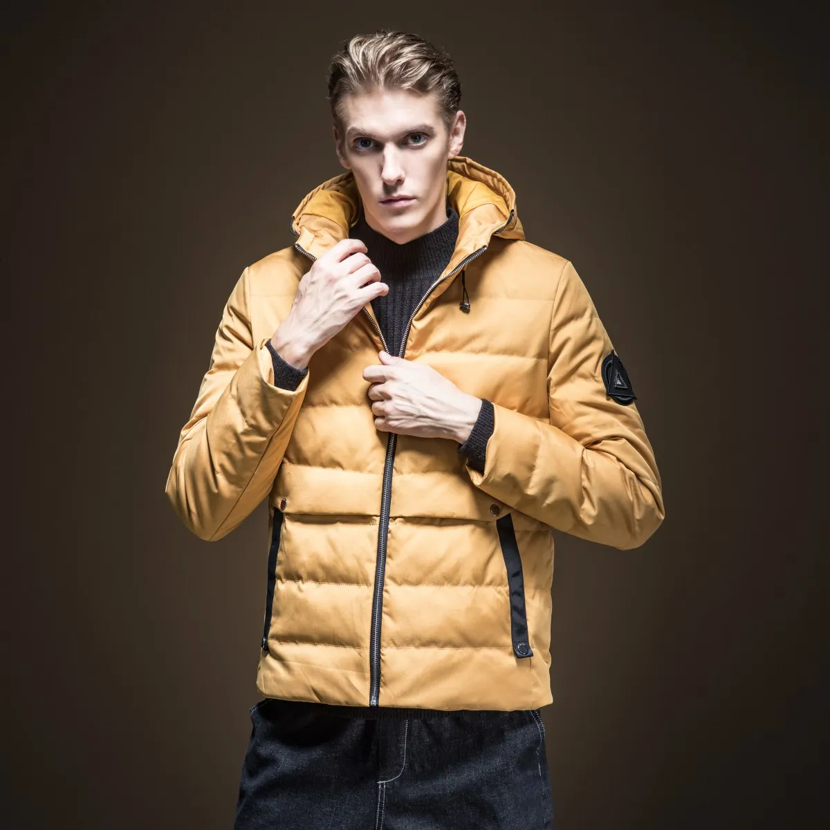 Pinli зимняя куртка с капюшоном для мужчин белая однотонная модная повседневная