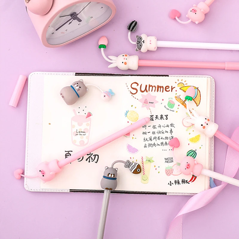 

4 шт./лот, силиконовая ручка с милым мультяшным медведем, Свинкой, канцелярские принадлежности Kawaii, школьные принадлежности, канцелярские принадлежности, офисные ручки, детские подарки