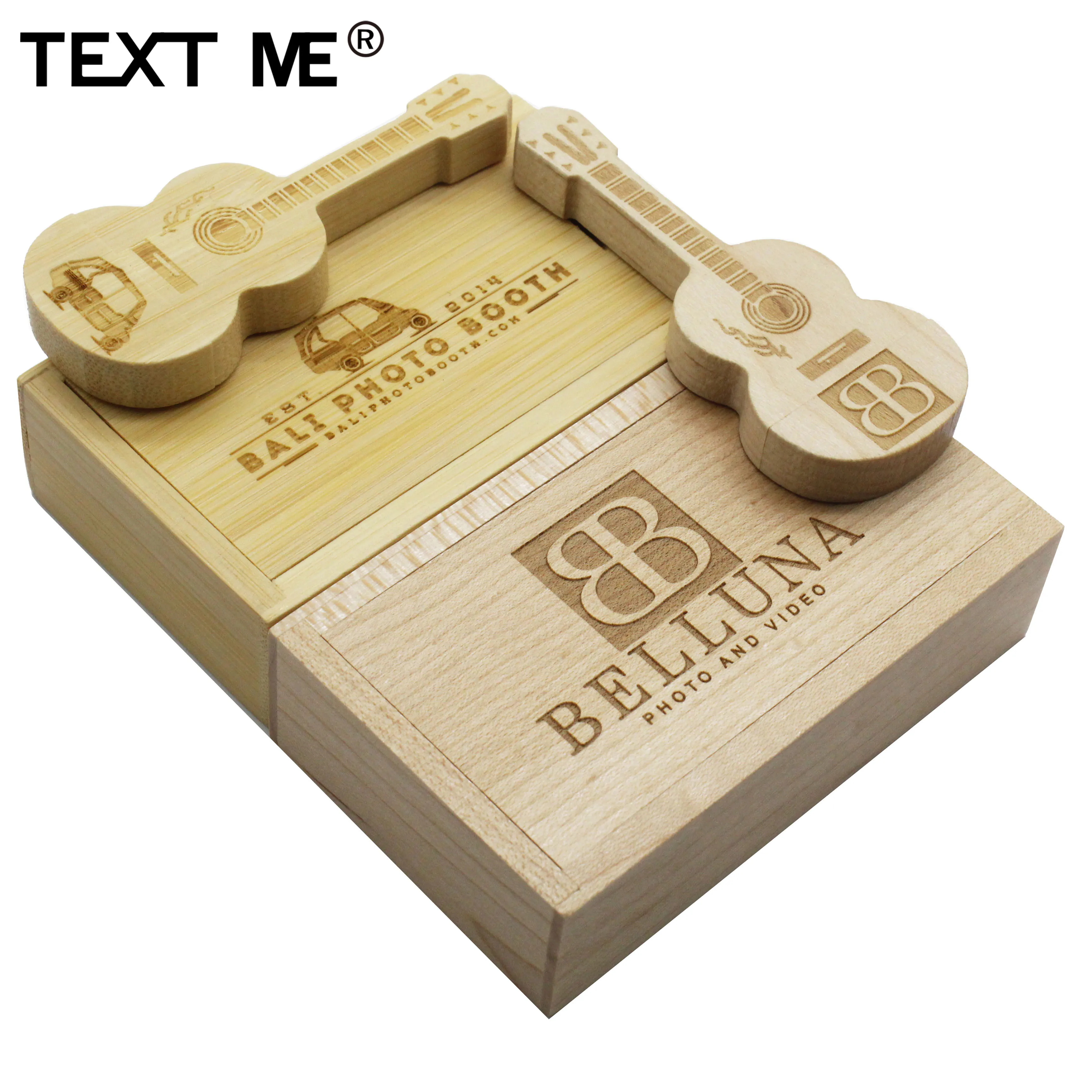 Флеш-накопитель usb с логотипом TEXT ME maple bamboo walnut guitar+ box, 4 ГБ, 8 ГБ, 16 ГБ, 32 ГБ, 64 ГБ, usb 2,0, подарок для фотосъемки