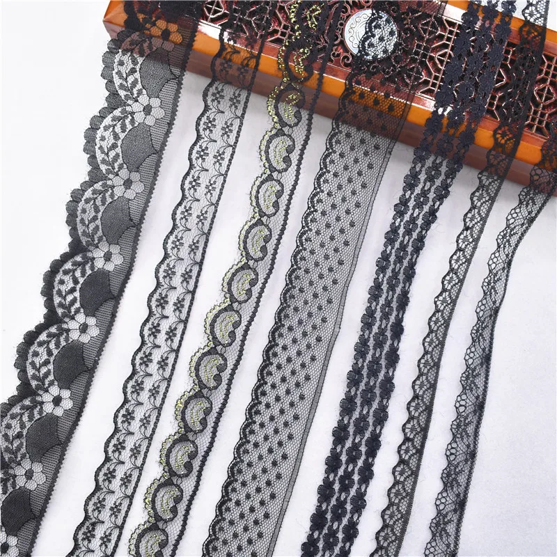 10 ярдов черная африканская кружевная ткань ленты для рукоделия 14-45 мм DIY Швейные