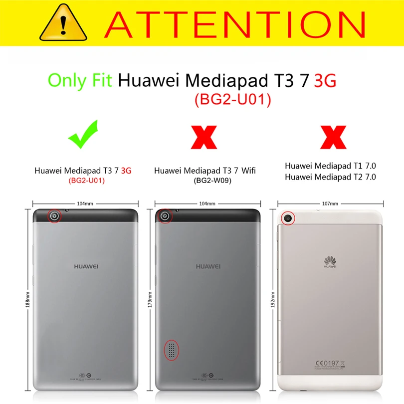 Магнитный Ультратонкий чехол для huawei MediaPad T3 7,0 3G BG2-U01 " планшет из искусственной кожи, защитный чехол-подставка+ пленка+ ручка