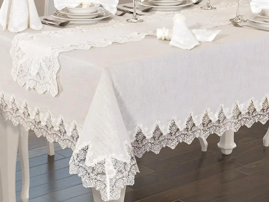 

Buddha Linen Table Cover Set 26 Piece Cream Cream
