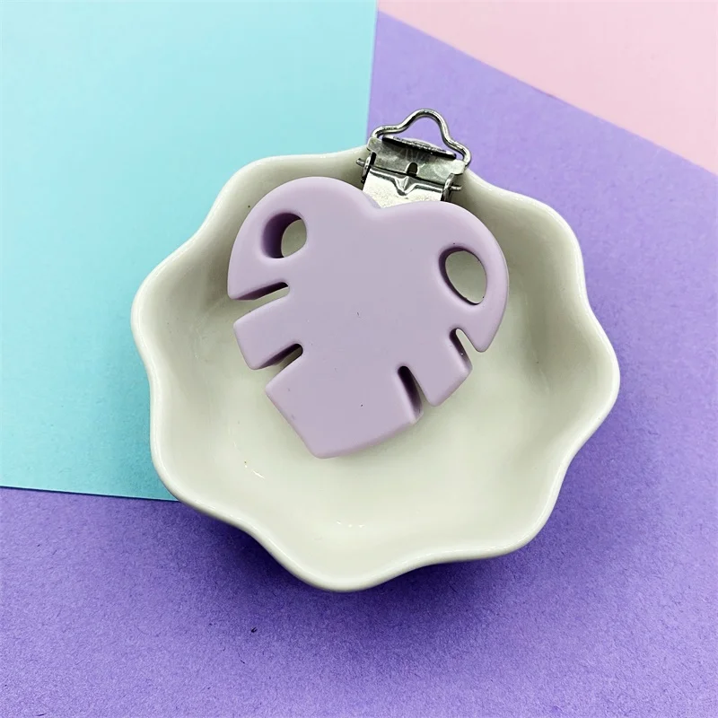 3 шт. Клипы для сосок Baby Leaves из силикона перлевого цвета для изготовления пустышечной цепочки держателя соски и успокаивающего средства.