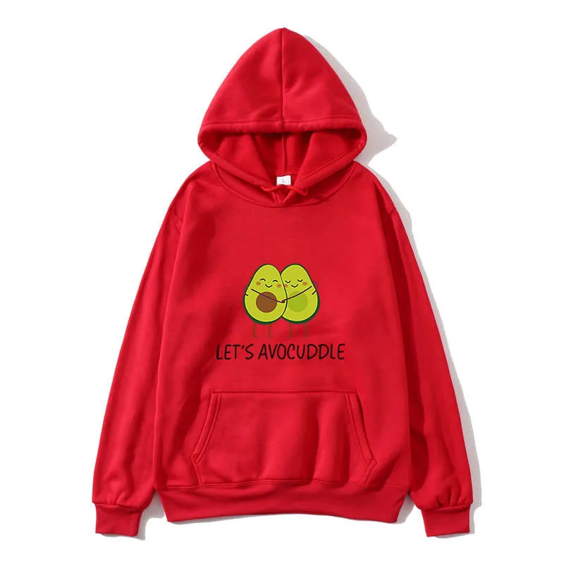 2020 Winter Harajuku Couple Sweatshirt Cute Cartoon Avocado Print Women Hoodies Korean Fashion Streetwear Female Pullovers Coats