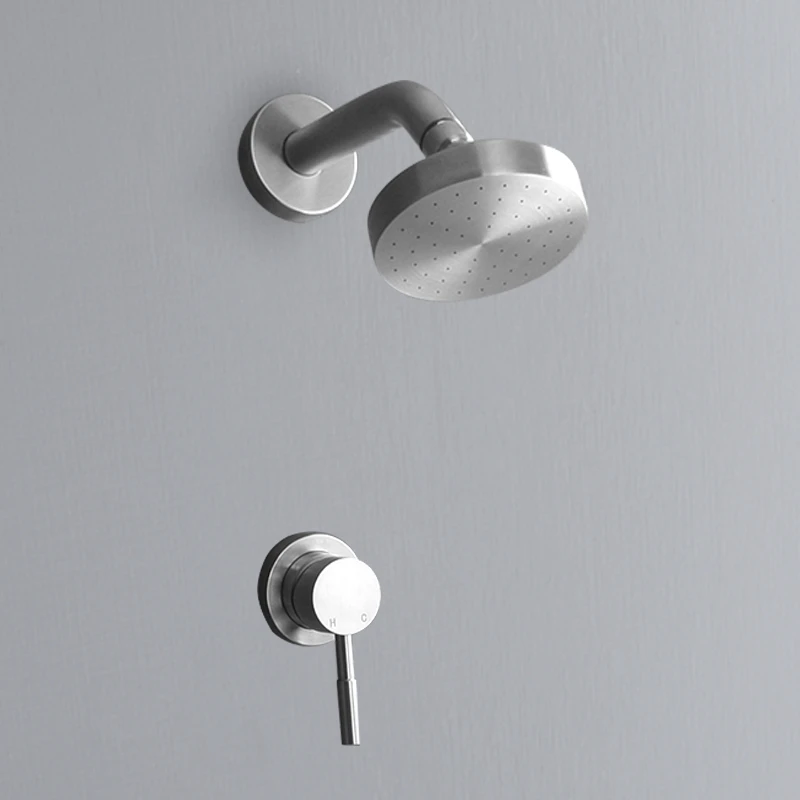 

Brushed Gold Wall Mounted Shower Faucet Set Stainless Steel Rainfall Shower Head Single Handle Mixer Tap Bathroom Shower Mixers