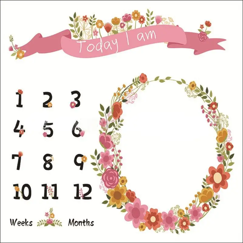 

Baby Newborn Photography Background Cloth Milestone Blanket Cartoon Infants Monthly Photo Props Accessories