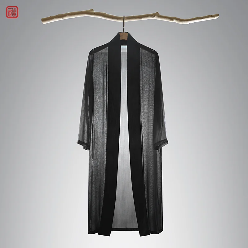 

Тонкая прозрачная черная дышащая летняя накидка Hanfu в китайском стиле, Тюлевая одежда для защиты от солнца, ультратонкая одежда для мужчин и...