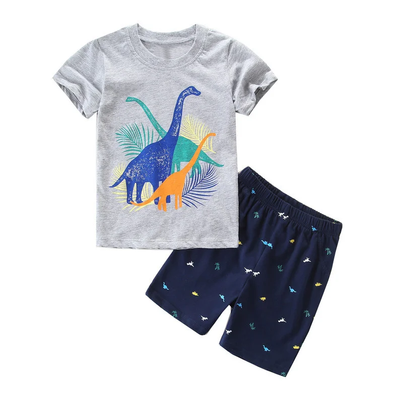 New Arrival Dinosaurs Summer Clothing Sets For Boys Girls Cotton Tops Shorts Baby Tracksuit