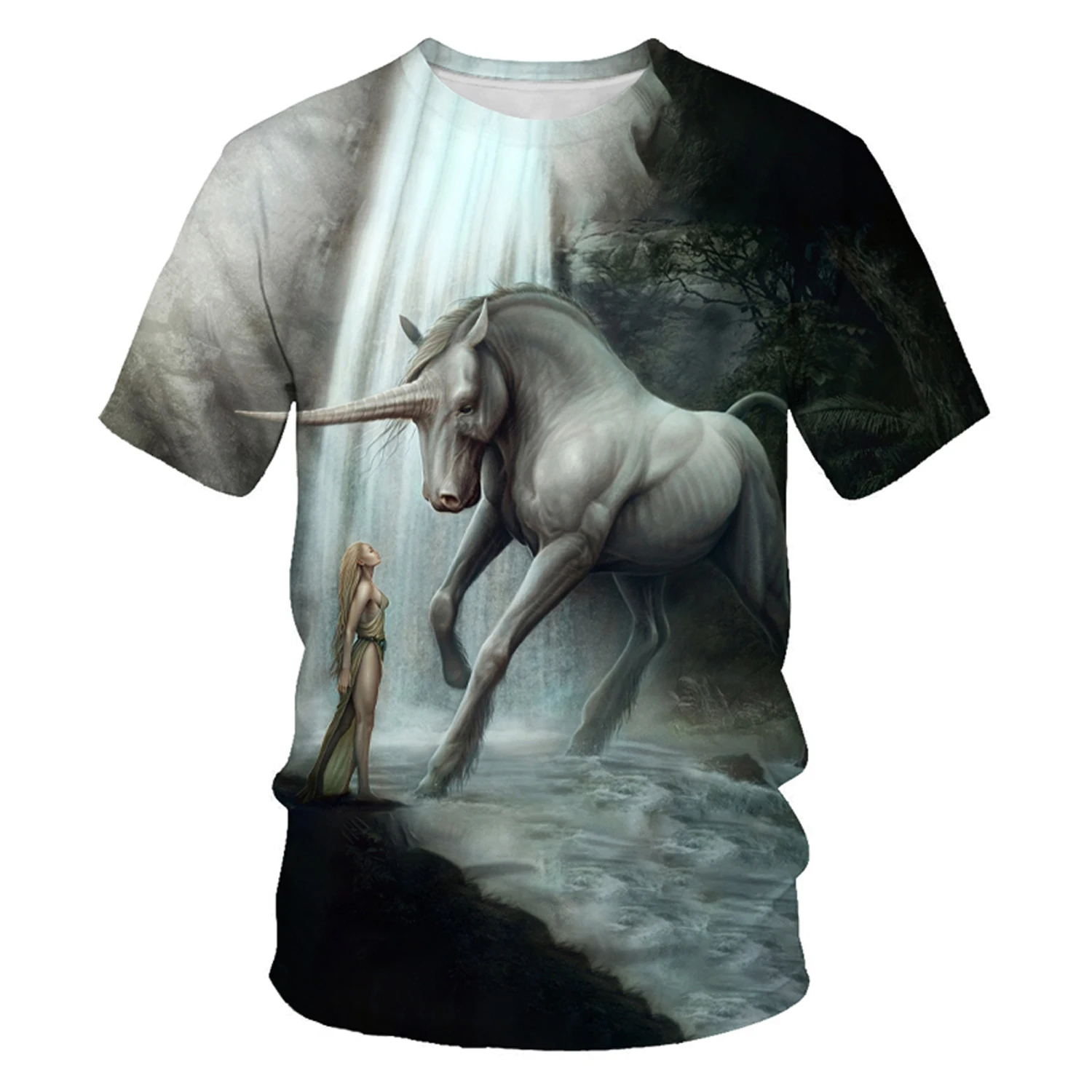 

2021 summer new men's T-shirt 3D printing T-shirt animal pattern children's T-shirt parent-child wear material soft and comforta