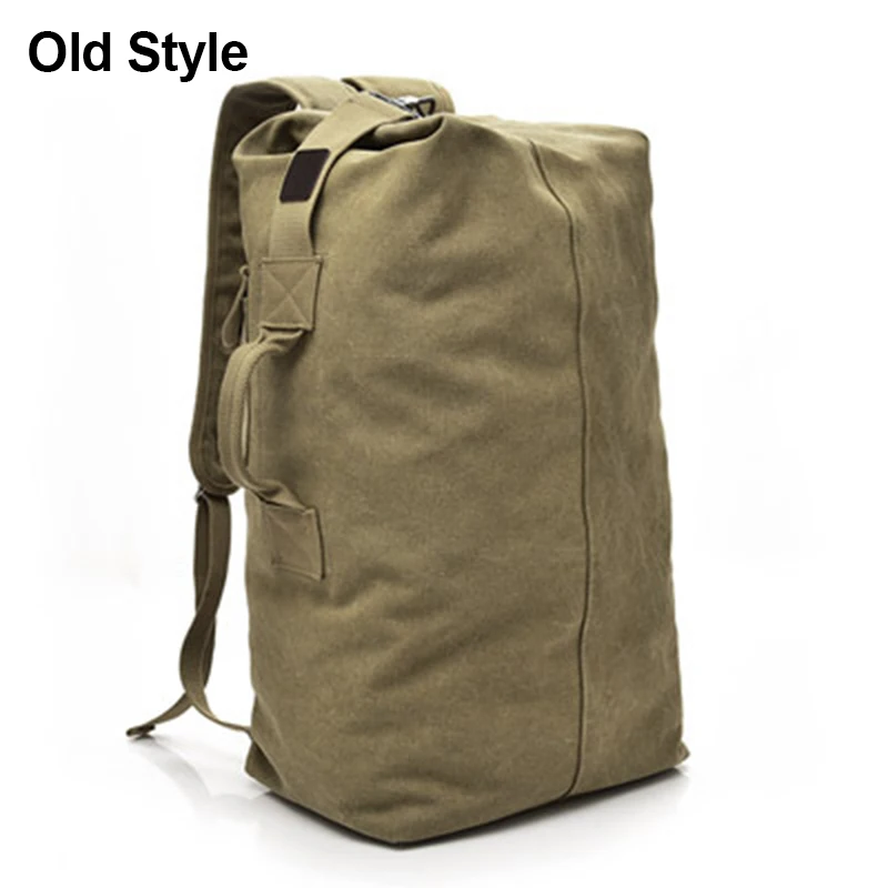 Old style Khaki Men's Luggage Canvas Bag Large Capacity Camping Backpack Large Roomy Mountaineering Backpack Best Quality Outdoor Luggage Bag - Цвет: Old style Khaki