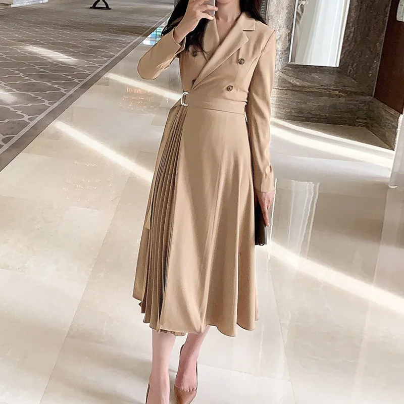 Женское платье с длинным рукавом вертикальное асимметричное плиссированное