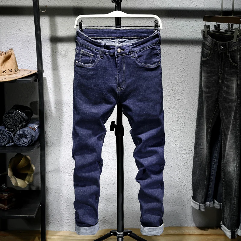 Мужские джинсы мужские Homme деним облегающие брюки прямые синие черные байкерские