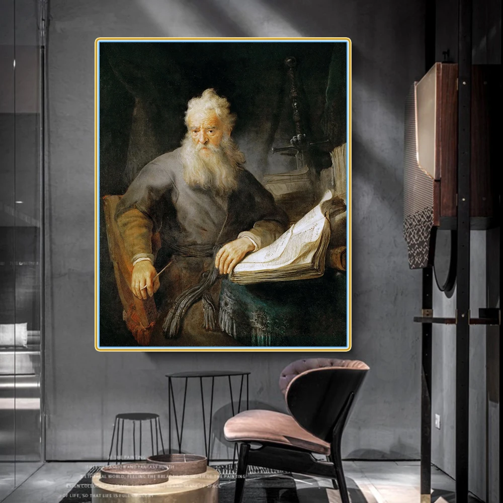 

The Apostle Paul by Rembrandt Canvas Oil Painting Famous Artwork Poster Picture Modern Wall Decor Home Living room Decoration