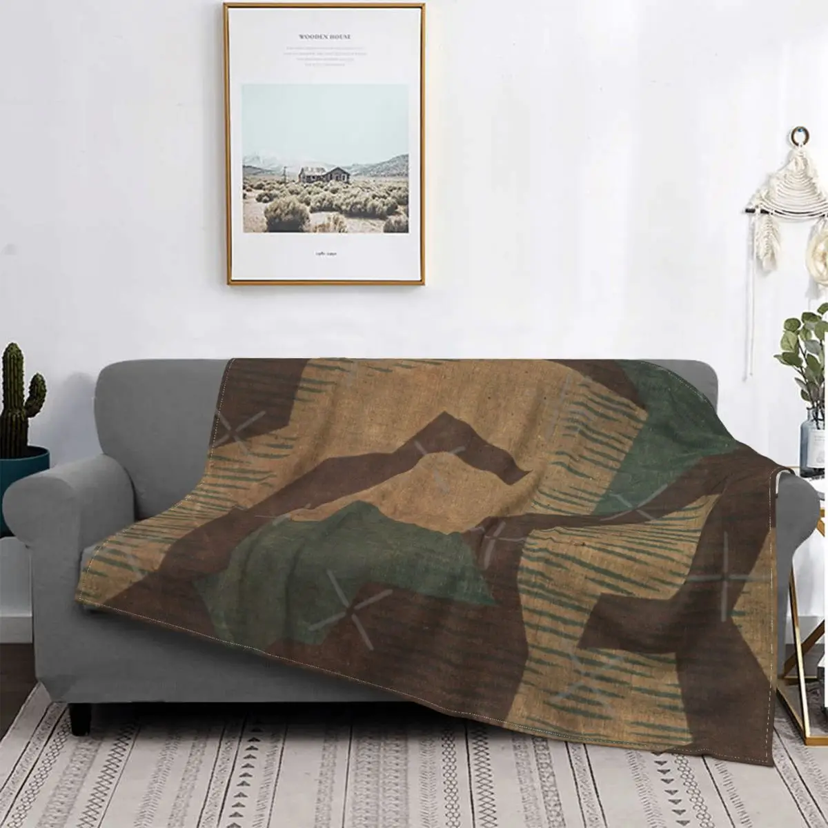 

Немецкое камуфляжное одеяло Splintertarn времен Второй мировой войны, покрывало на кровать, клетчатая кровать, клетчатое аниме кавайное одеяло, о...